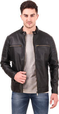 Leather Retail Full Sleeve Solid Men Casual  Jacket