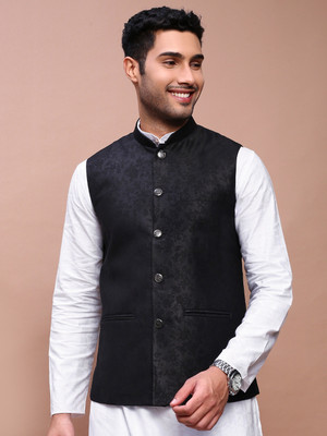 SHOWOFFFF Sleeveless Self Design Men Jacket