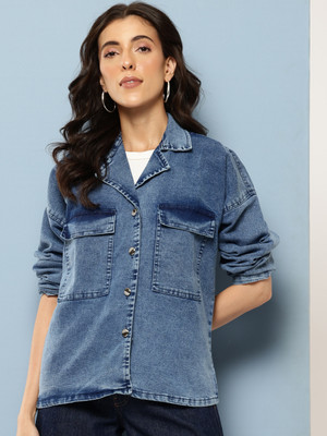 Sangria Full Sleeve Solid Women Denim Jacket