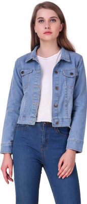 MAGNIFICENT MODA 3/4th Sleeve Self Design Women Denim Jacket