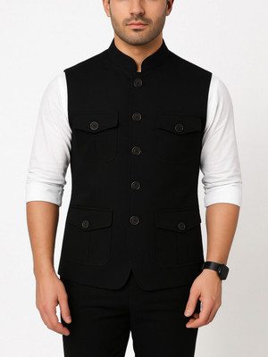 Gullyhood Sleeveless Solid Men Jacket