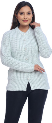 dutchdream Self Design Round Neck Casual Women Light Blue Sweater