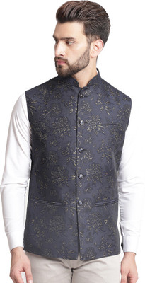 JS COLLECTION Sleeveless Floral Print Men Jacket