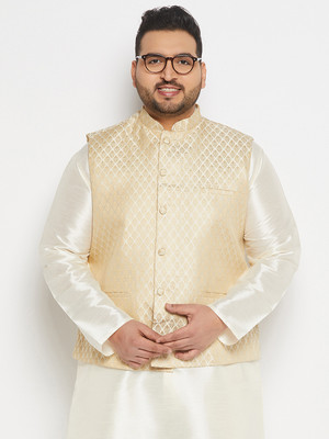 VASTRAMAY PLUS Sleeveless Woven Design Men Jacket