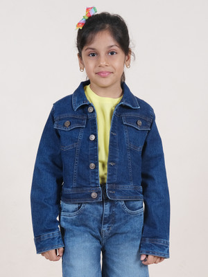 KiddoPanti Full Sleeve Washed Girls Denim Jacket