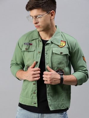 VOGATI 3/4th Sleeve Solid Men Denim Jacket
