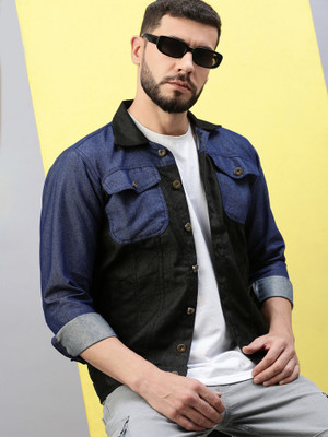 VOXATI Full Sleeve Colorblock Men Denim Jacket