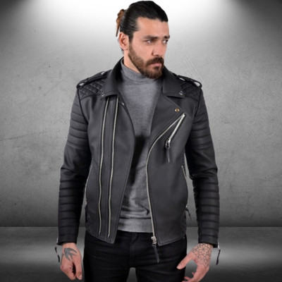 First leather Full Sleeve Solid Men Jacket