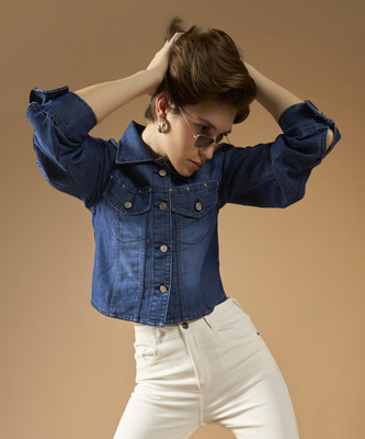 DOLCE CRUDO Full Sleeve Textured Women Denim Jacket