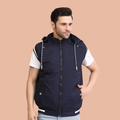 WINWAY Sleeveless Solid, Self Design Men Jacket