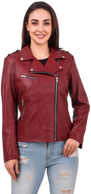 Leather Retail Full Sleeve Solid Women Jacket