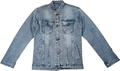Bikram Full Sleeve Self Design Men Denim Jacket