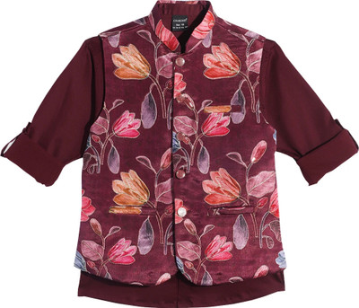 Charchit Sleeveless Floral Print Boys Jacket