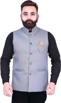 AGGARMENTS Sleeveless Self Design Men Jacket