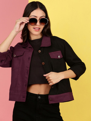 VOXATI Full Sleeve Colorblock Women Denim Jacket