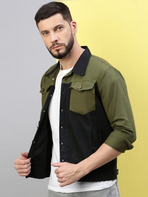 VOGATI Full Sleeve Colorblock Men Denim Jacket