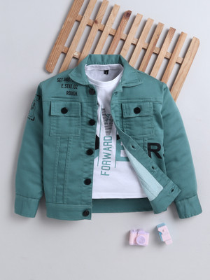 Mini Stitch Full Sleeve Printed Boys Denim Jacket