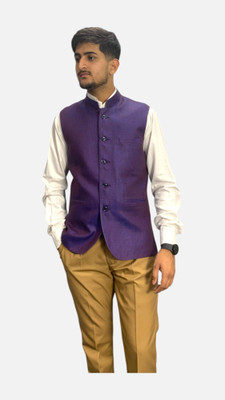 gargian trend Sleeveless Self Design Men Jacket