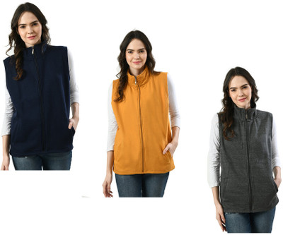 IndiWeaves Sleeveless Solid Women Jacket