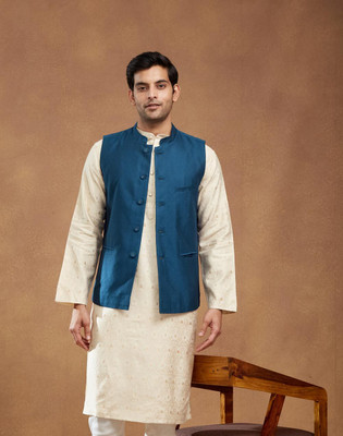 Fabindia Sleeveless Solid Men Jacket