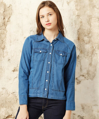 Miss Chase Full Sleeve Self Design Women Denim Jacket