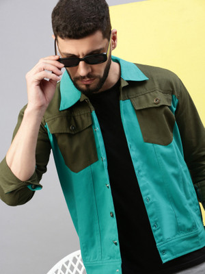 VOXATI Full Sleeve Colorblock Men Denim Jacket