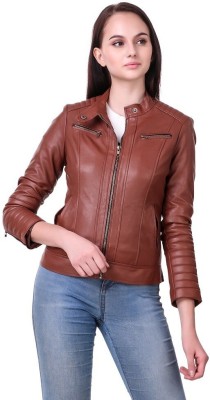 Leather Retail Full Sleeve Solid Women Jacket