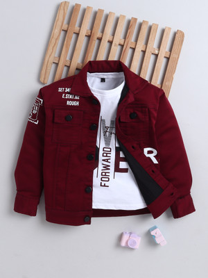 Mini Stitch Full Sleeve Printed Boys Denim Jacket