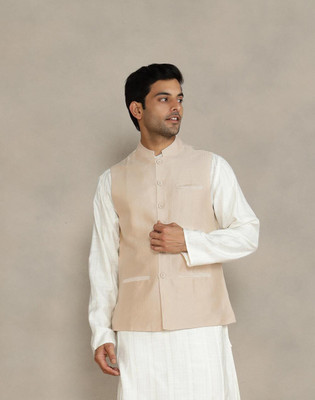 Fabindia Sleeveless Woven Design Men Jacket