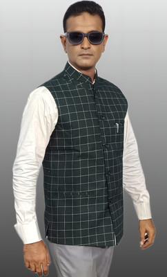 GRT Sleeveless Checkered Men Jacket