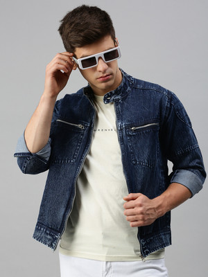 VOXATI 3/4th Sleeve Solid Men Denim Jacket