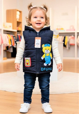 sunshub Sleeveless Self Design, Printed Boys & Girls Jacket