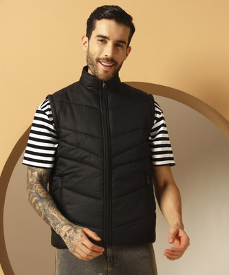 Christy World Sleeveless Self Design Men Jacket