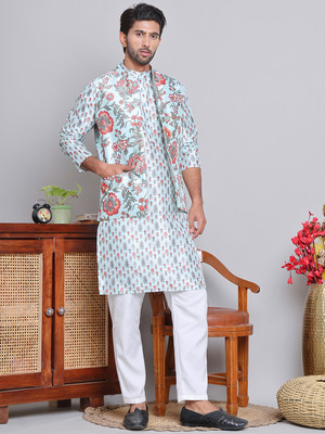 Jompers Men Kurta Pyjama Ethnic Jacket Set