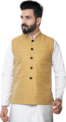 Click One Sleeveless Checkered Men Jacket