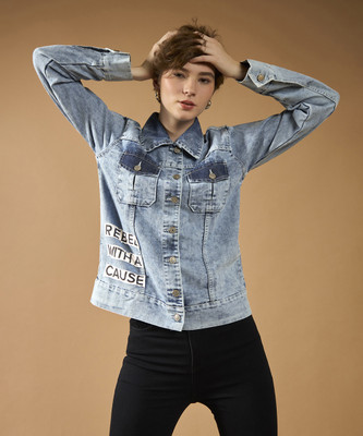 DOLCE CRUDO Full Sleeve Textured Women Denim Jacket