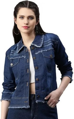 Qtsy Full Sleeve Solid Women Denim Jacket