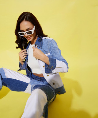 STYLESTONE Full Sleeve Colorblock Women Denim Jacket