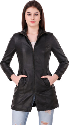 Leather Retail Full Sleeve Solid Women Jacket