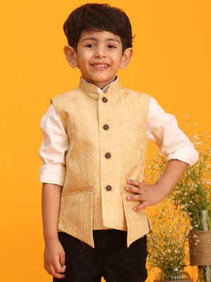 VASTRAMAY Sleeveless Self Design Boys Jacket