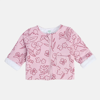 MINI KLUB 3/4th Sleeve Printed Baby Girls Jacket