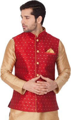 VASTRAMAY Sleeveless Self Design Men Jacket
