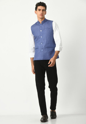IndiWeaves Sleeveless Self Design Men Jacket