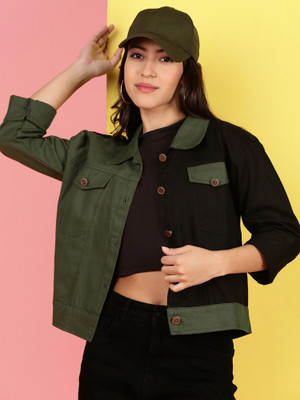 VOXATI Full Sleeve Colorblock Women Denim Jacket