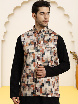 Jompers Sleeveless Geometric Print Men Jacket