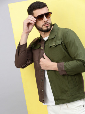 VOXATI Full Sleeve Colorblock Men Denim Jacket