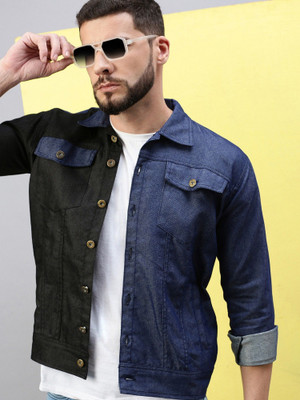 ANISHANFASHIONS Full Sleeve Colorblock Men Denim Jacket