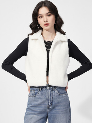 Glitchez Sleeveless Solid Women Jacket