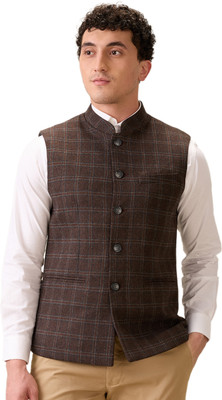 COLORPLUS Sleeveless Checkered Men Jacket