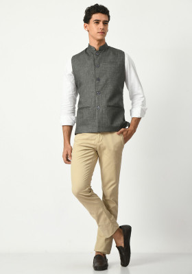 IndiWeaves Sleeveless Self Design Men Jacket